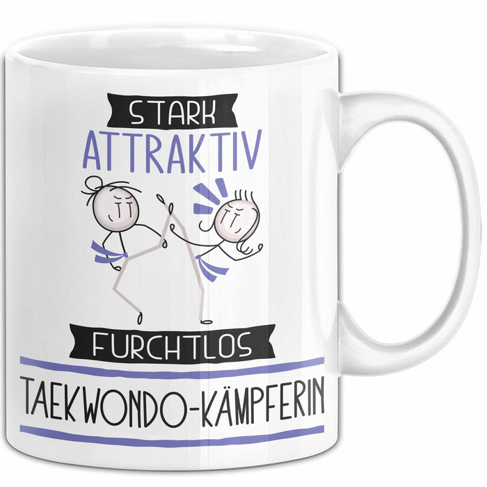 Taekwondo-Kämpferin Tasse Geschenk Becher Stark Attraktiv Furchtlos Taekwondo-Kämpferin Lustige Geschenkidee Weiß Trendation