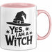 Hexen Tasse Geschenk Yes I Am A Witch Geschenkidee Halloween Lustige Hexe Rosa Trendation