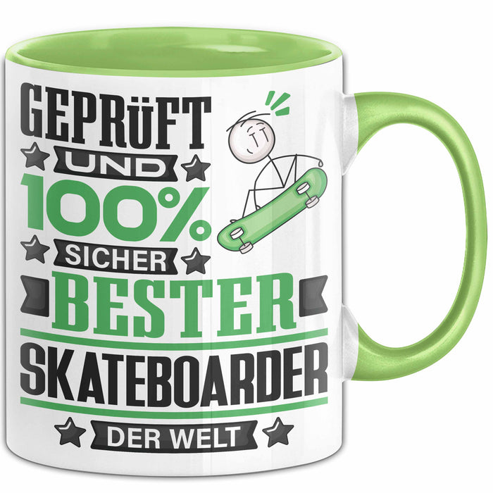 Skateboarder Geschenk Lustiger Spruch für Skateboarder Geschenkidee Bester Skateboarder Der Welt Grün Trendation