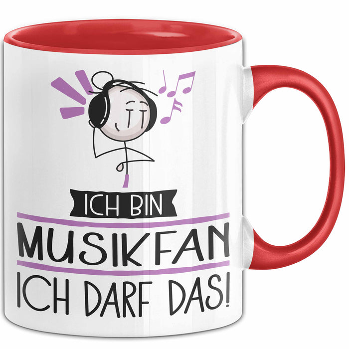 Geschenk für Musikfan Tasse Lustige Geschenkidee Geburtstag Ich Bin Musikfan Ich Darf Das Rot Trendation