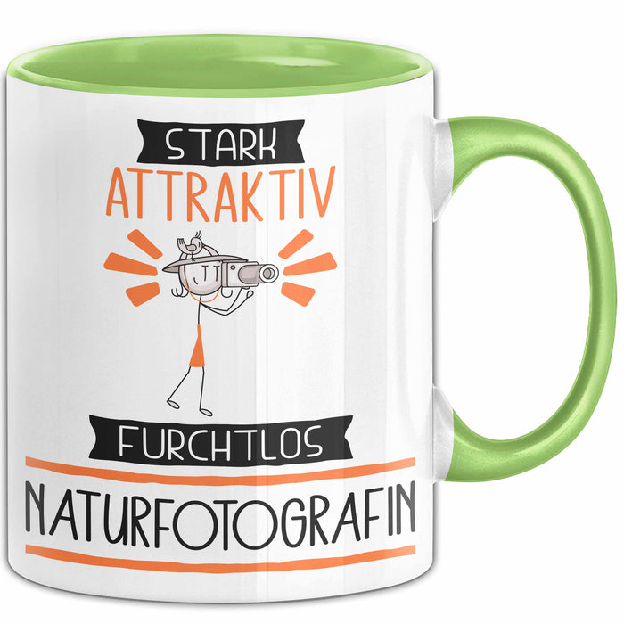 Naturfotografin Tasse Geschenk Becher Stark Attraktiv Furchtlos Naturfotografin Lustige Geschenkidee Grün Trendation