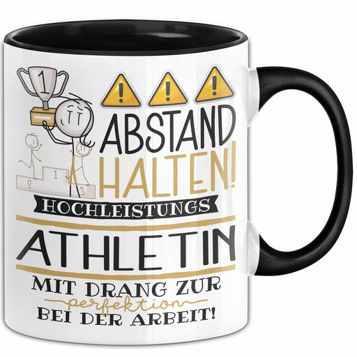 Athletin Tasse Geschenk Lustig Abstand Halten Hochleistungs-Athletin Mit Drang Zur Perfektion Bei Der Arbeit Trendation