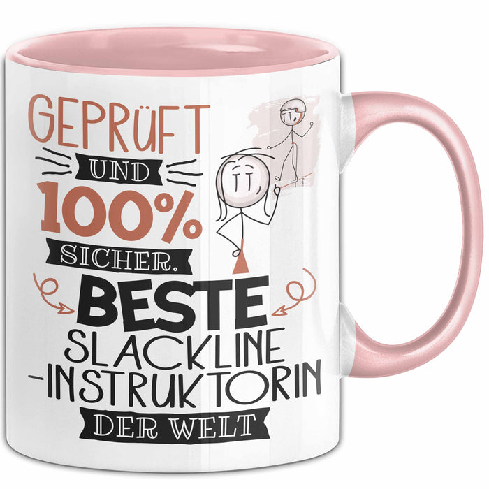 Beste Slackline-Instruktorin Der Welt Tasse Geschenk für Eine Slackline-Instruktorin Geprüft Und Sicher Geschenkidee Geburtstag Weihnachten Rosa Trendation