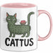 Katzen Tasse Geschenk Cattus Kaktus Geschenkidee Lustig Katze Wortspiel Rosa Trendation