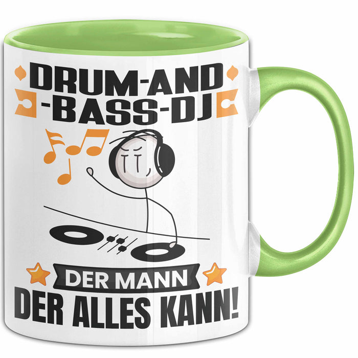 Drum-and-Bass-DJ Tasse Geschenk für Drum-and-Bass-DJ Der Mann Der Alles Kann Geschenkidee zum Geburtstag Grün Trendation