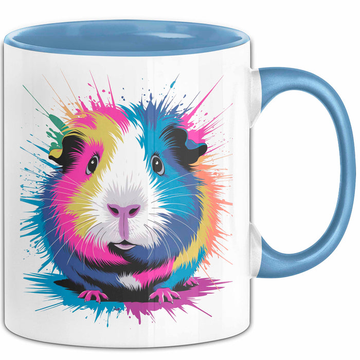Buntes Meerschweinchen Tierliebhaber Tasse Geschenk Lustige Geschenkidee Spruch Blau Trendation