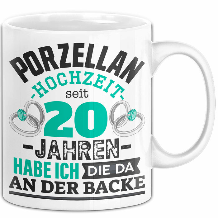 Pozellanhochzeit Tasse Geschenk Dornenhochzeit Geschenkidee Ehemann Ehefrau 20 Jahre Becher Weiß Trendation