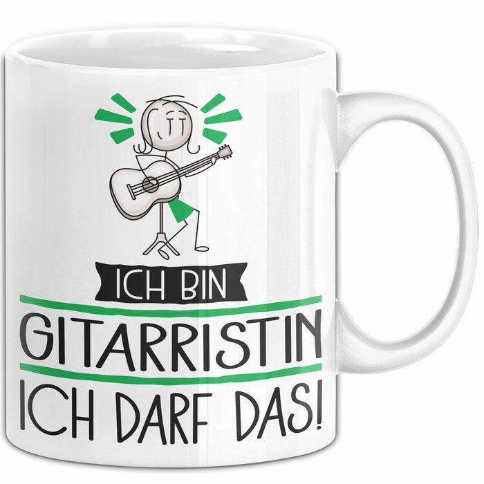 Geschenk für Gitarristin Tasse Lustige Geschenkidee Geburtstag Ich Bin Gitarristin Ich Darf Das Weiß Trendation