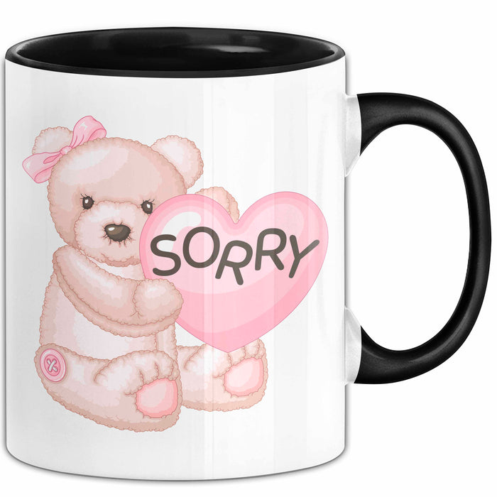 Entschuldigung Tasse Es Tur Mir Leid Geschenkidee Sorry Becher Schwarz Trendation