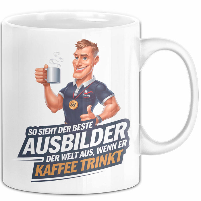 Trainer Tasse Geschenkidee Bester Trainer Trinkt Kaffee Weiß Trendation