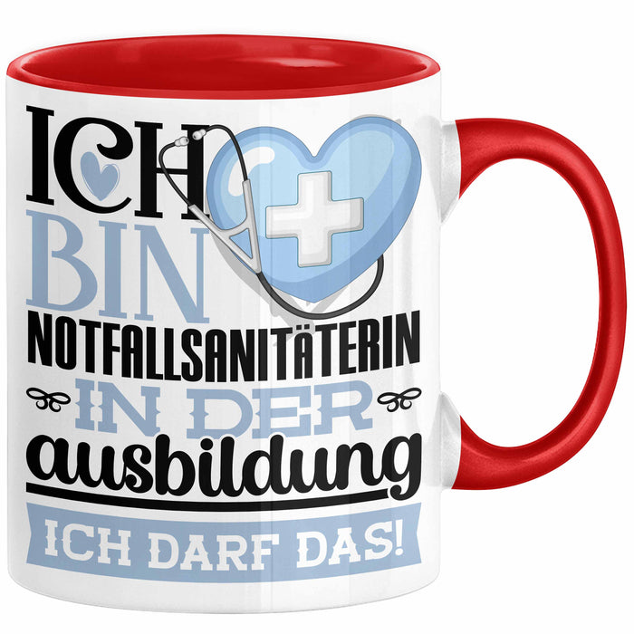 Notfallsanitäterin Ausbildung Start Geschenk Tasse Ich Bin Notfallsanitäterin In Der Ausbildung Ich Darf Das Kaffee-Becher Geschenkidee Rot Trendation