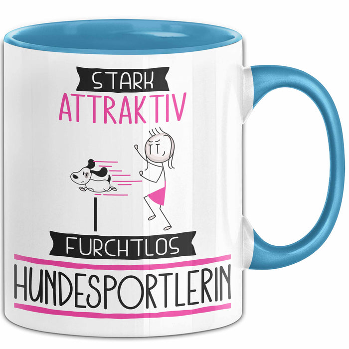 Hundesportlerin Tasse Geschenk Becher Stark Attraktiv Furchtlos Hundesportlerin Lustige Geschenkidee Blau Trendation