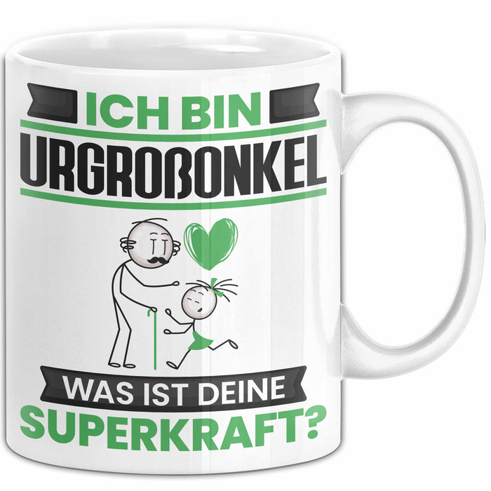 Urgroßonkel Tasse Geschenk für Urgroßonkel Geburtstag Lustiger Spruch Kaffee-Becher Was Ist Deine Superkraft Weiß Trendation