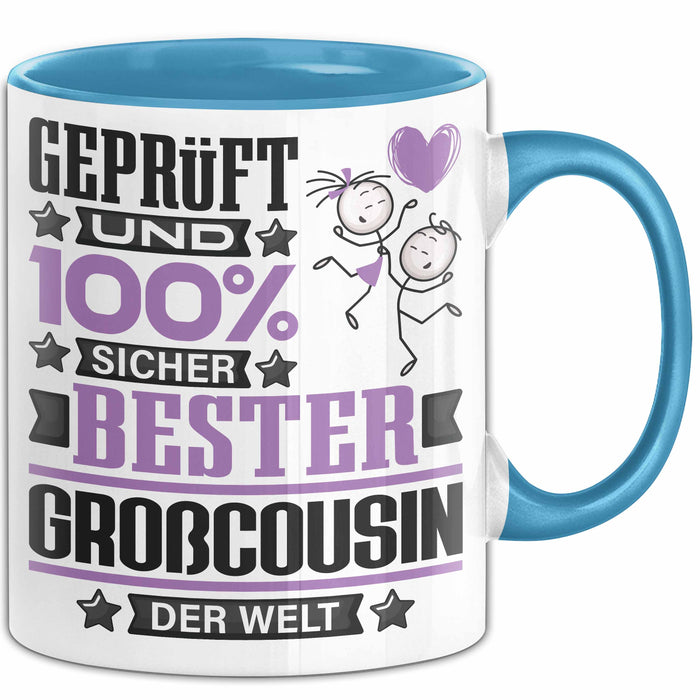Großcousin Geschenk Lustiger Spruch für Großcousin Geschenkidee Bester Großcousin Der Welt Blau Trendation