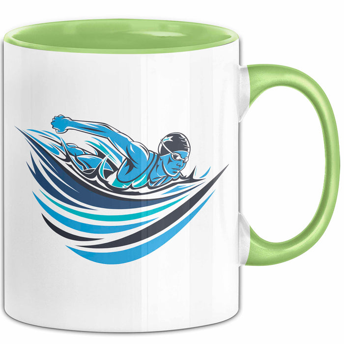 Schwimm Enthusiast Tasse Geschenkidee für Poolliebhaber Grün Trendation
