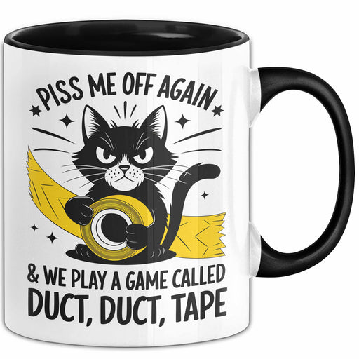 Katzen Tasse Geschenk Duct Duct Tape Geschenkidee Lustig Katze Sarkasmus Schwarz Trendation