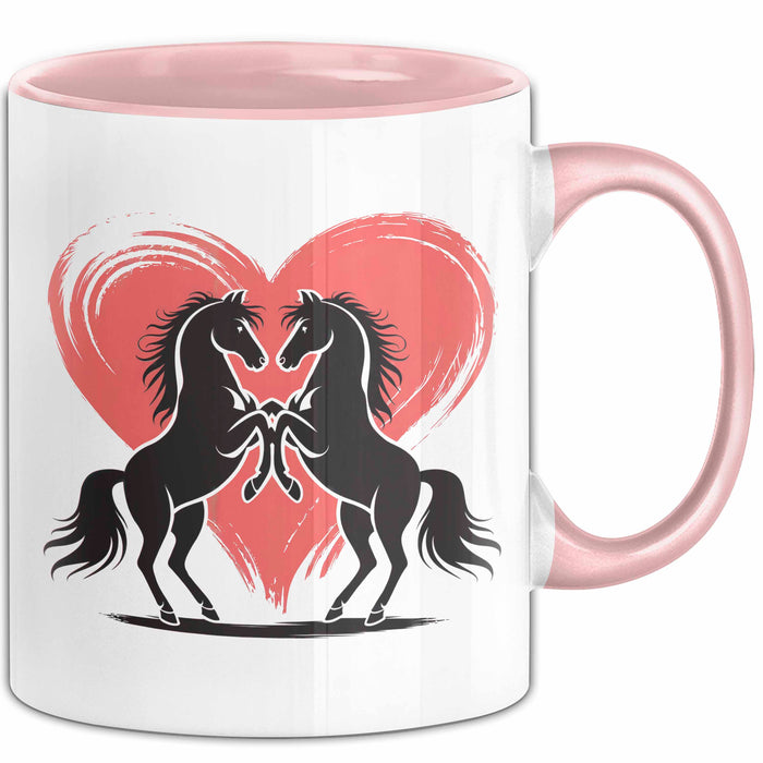 Pferd Tier Herz Tasse Geschenk Lustige Geschenkidee Spruch Rosa Trendation