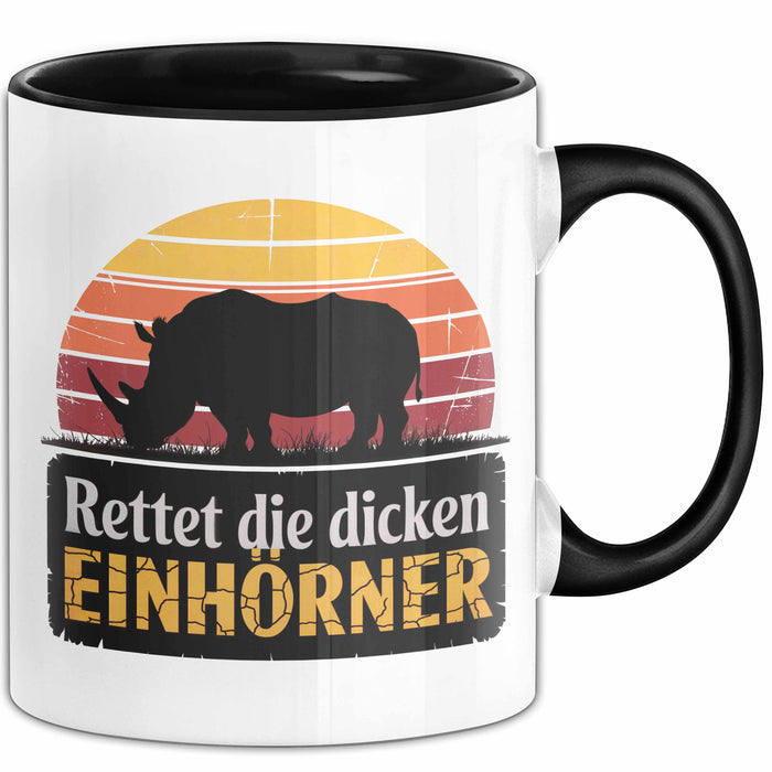 Nashorn Tasse Geschenk Lustige Geschenkidee Spruch Rettet Die Dicken Einhörner Schwarz Trendation