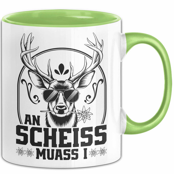 An Scheiss Muass I München Geschenkidee Spruch Hirsch Tasse Kaffee-Becher Grün Trendation