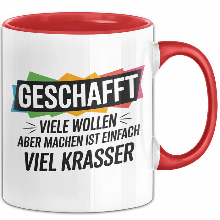 Schüler Abschluss Tasse Geschenk Lustige Geschenkidee Spruch Geschafft Viele Wollen Rot Trendation