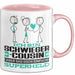 Schwiegercousin Geschenk Tasse Ich Bin Schwiegercousin Aber Sag Doch Einfach Superheld Lustige Geschenkdiee für Schwiegercousin Kaffee-Becher Rosa Trendation