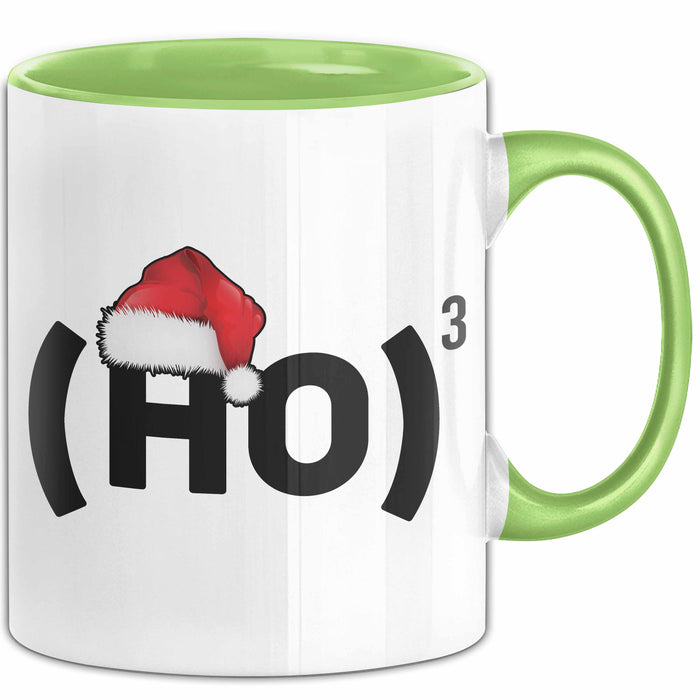 Chemielehrer Unterricht Tasse Geschenk Lustige Geschenkidee Spruch Ho Ho Ho Christmas Santa Grün Trendation