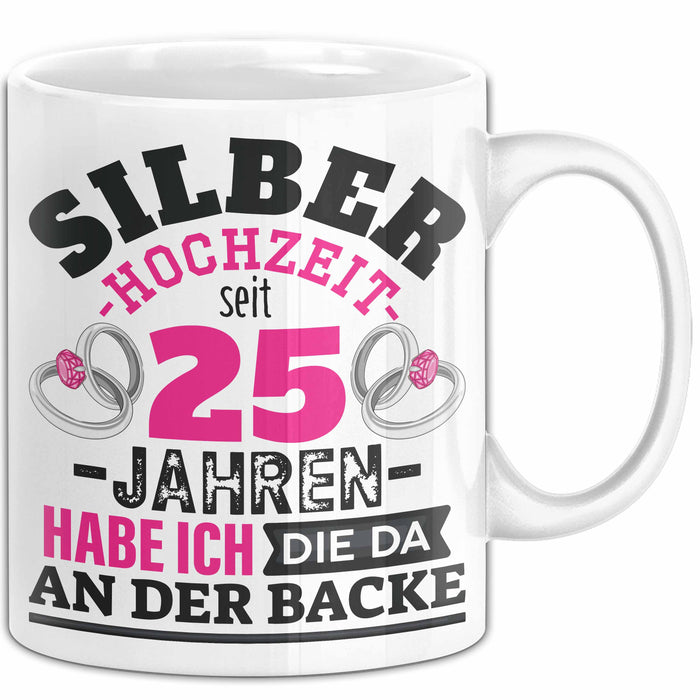 Silberhochzeit Tasse Geschenk Seit 25 Jahren Lustiger Spruch Humorvoll Weiß Trendation