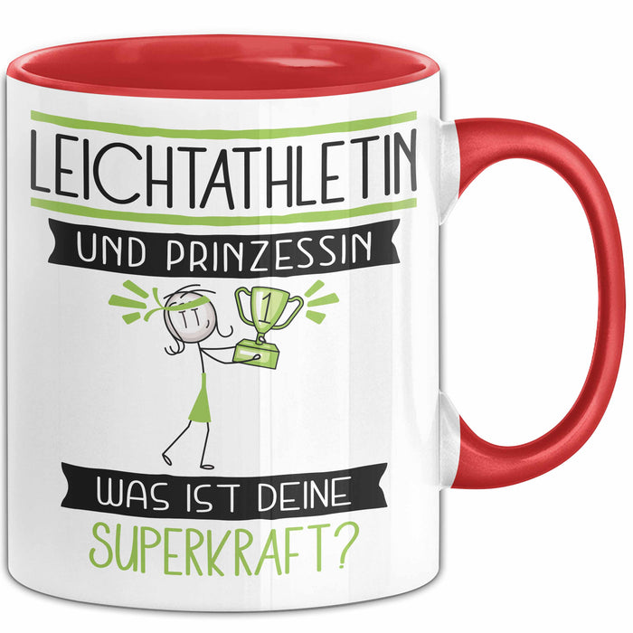 Leichtathletin Und Prinzessin Tasse Geschenk Für Eine Leichtathletin Geburtstag Was Ist Deine Superkraft Rot Trendation