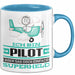Pilot Geschenk Tasse Ich Bin Pilot Aber Sag Doch Einfach Superheld Lustige Geschenkdiee für Pilot Kaffee-Becher Blau Trendation