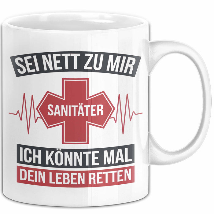 Sanitäter Tasse Geschenk Rettet Leben Notfalldienst Tasse Weiß Trendation