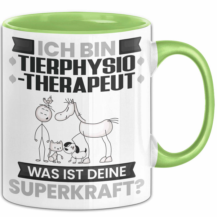 Tierphysiotherapeut Tasse Geschenk für Tierphysiotherapeut Geburtstag Lustiger Spruch Kaffee-Becher Was Ist Deine Superkraft Grün Trendation