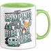 Camper Camping Bierliebhaber Tasse Geschenk Lustige Geschenkidee Spruch Beim Camping Gibt’S Schon Bier Vor Vier Grün Trendation