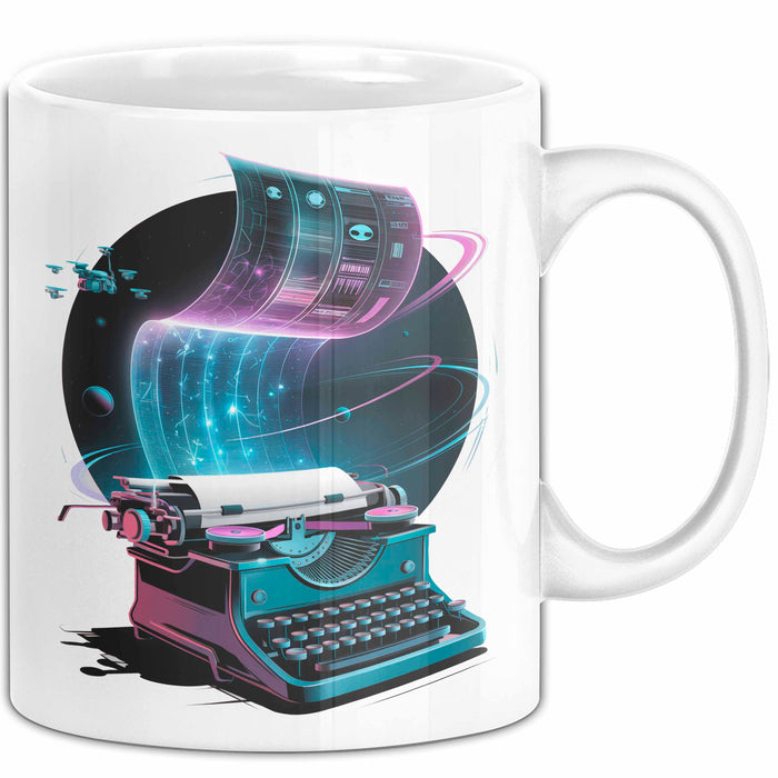 Sci Fi Autor Tasse Geschenkidee für Zukunftswelten Weiß Trendation