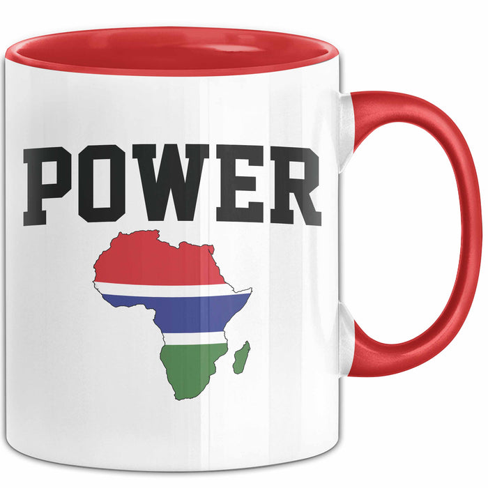 Afrika Tasse Geschenk Schwarz Afrikanischen Power Gambia Map Becher Rot Trendation