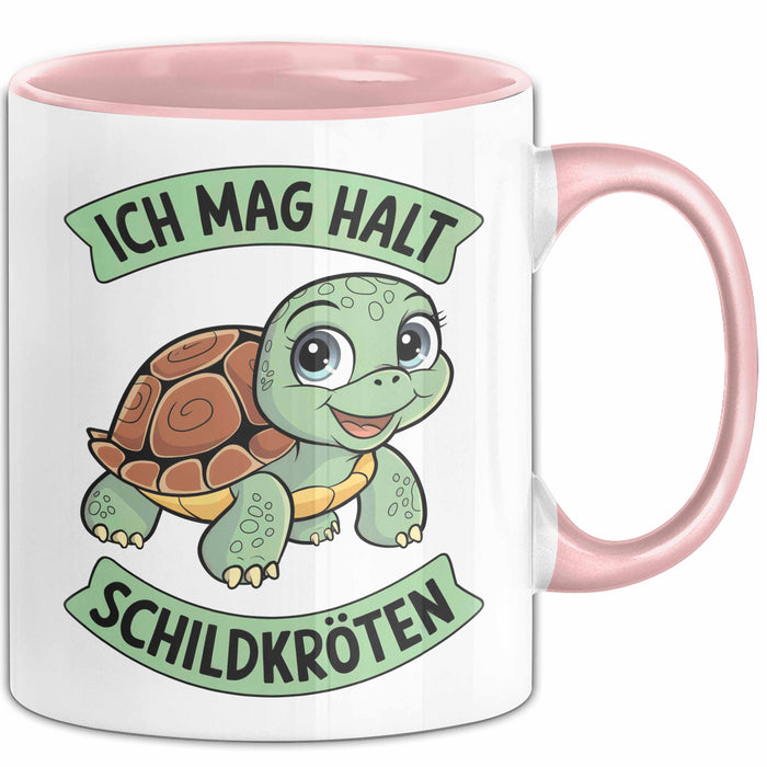 Schildkröte Tierliebhaber Tasse Geschenk Lustige Geschenkidee Spruch Ich Mag Halt Schildkröten Rosa Trendation