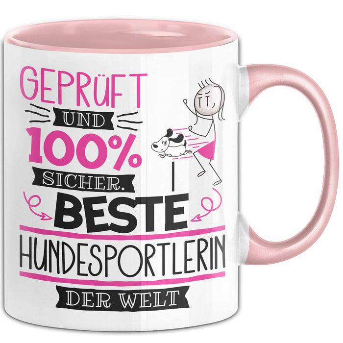 Beste Hundesportlerin Der Welt Tasse Geschenk für Eine Hundesportlerin Geprüft Und Sicher Geschenkidee Geburtstag Weihnachten Rosa Trendation