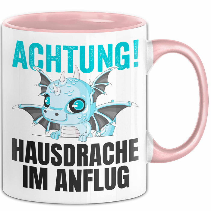 Hausdrache Im Anflug Tasse Geschenk Becher Rosa Trendation