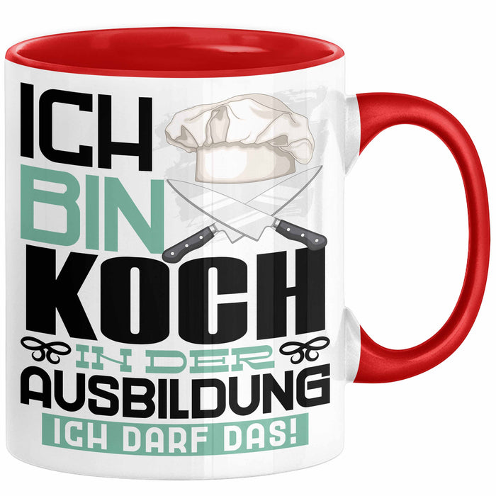 Koch Ausbildung Tasse Geschenk Ich Bin Koch In Der Ausbildung Ich Darf Das Geschenkidee Spruch Rot Trendation