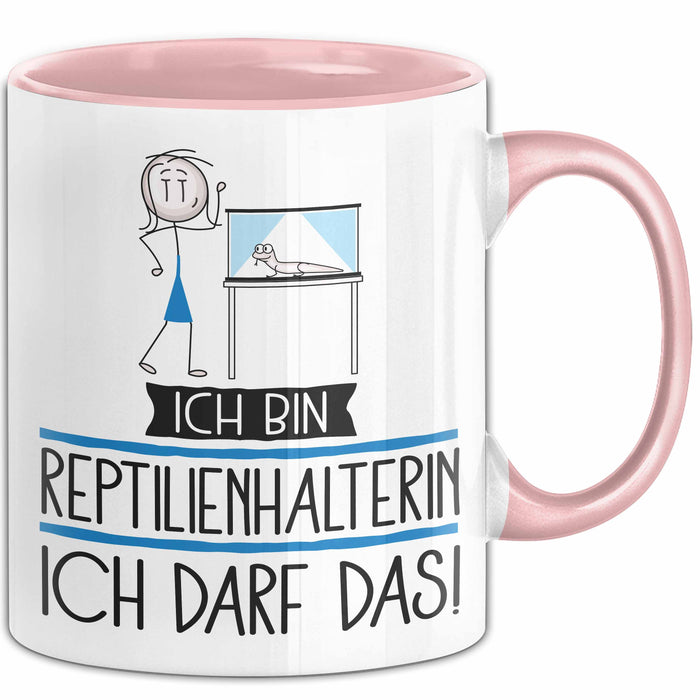 Geschenk für Reptilienhalterin Tasse Lustige Geschenkidee Geburtstag Ich Bin Reptilienhalterin Ich Darf Das Rosa Trendation