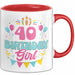 40. Geburtstag Tasse Frauen Mädchen Geschenkidee Lustig 40 Birthday Girl Lustiger Spruch Mutter Mama Rot Trendation