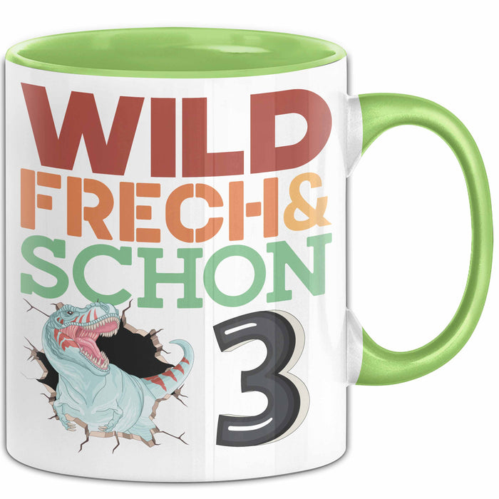 3. Geburtstag Geschenk Tasse Becher Wild Frech Und Schon 3 Grün Trendation