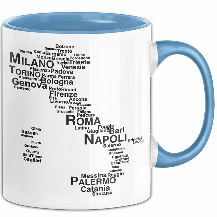 Italienische Städte Italien Karte Tasse Geschenk Lustige Geschenkidee Spruch Blau Trendation