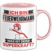 Feuerwehrmann Tasse Geschenk für Feuerwehrmann Geburtstag Lustiger Spruch Kaffee-Becher Was Ist Deine Superkraft Rosa Trendation