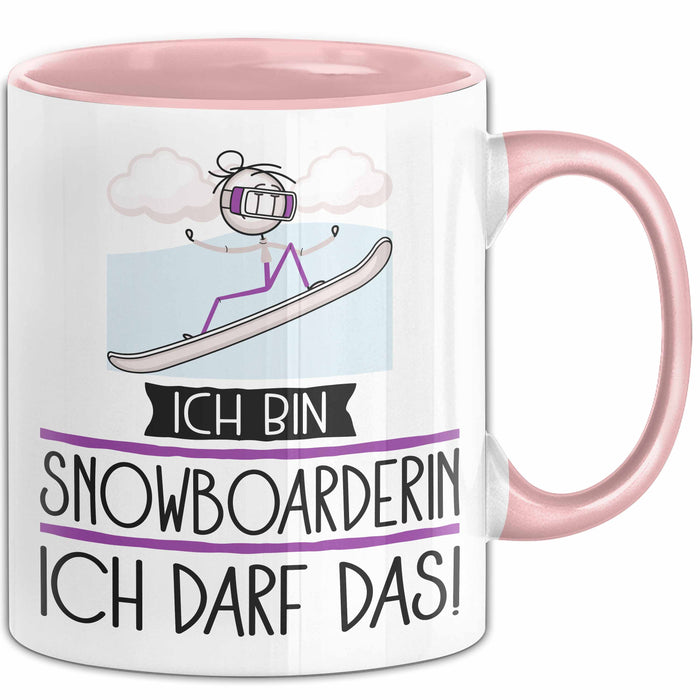 Geschenk für Snowboarderin Tasse Lustige Geschenkidee Geburtstag Ich Bin Snowboarderin Ich Darf Das Rosa Trendation