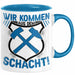 Aue im Erzgebirge Tasse Wir Kommen Aus Dem Schacht Steine Klopfen Kaffee-Becher Geschenkidee Geschenk Blau Trendation