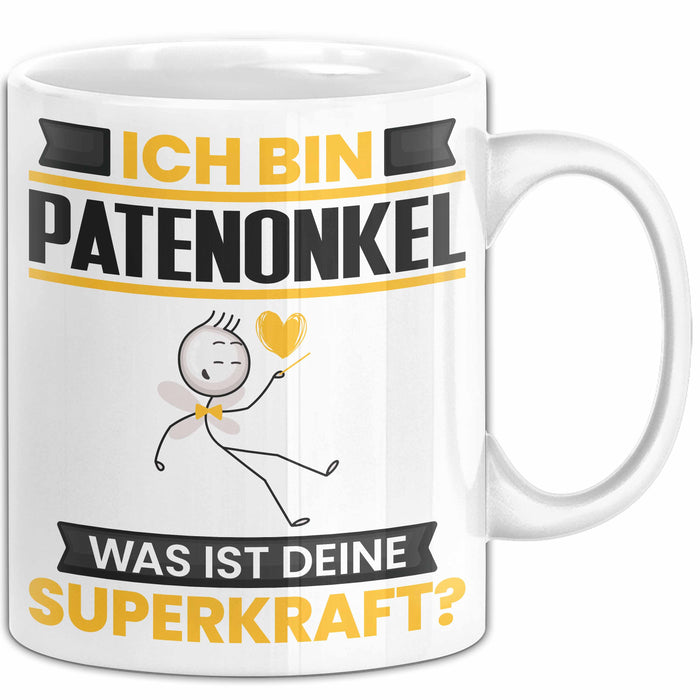 Patenonkel Tasse Geschenk für Patenonkel Geburtstag Lustiger Spruch Kaffee-Becher Was Ist Deine Superkraft Weiß Trendation