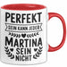 Martina Tasse Geschenk Perfekt Sein Kann Jeder Geschenkidee Geburtstag Rot Trendation