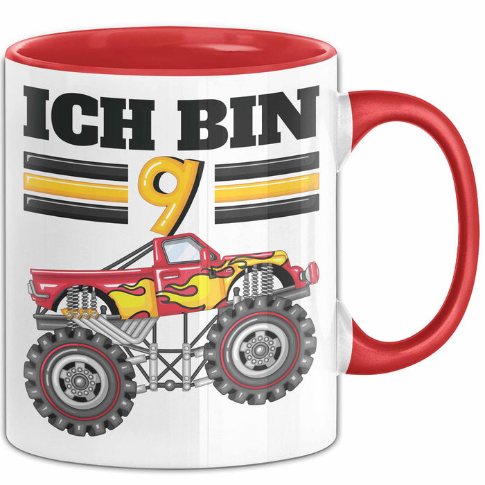 9. Geburtstag Geschenk Tasse Becher Jungs Trucks Geburtstagsgeschenk Ich Bin 9 Rot Trendation