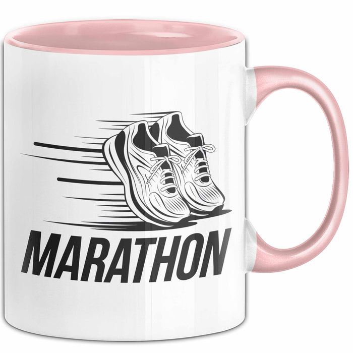 Marathonläufer Tasse Geschenkidee für Laufexperten Rosa Trendation