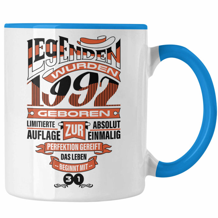 TRENDATION 30. Geburtstag Tasse Frau Mann Geschenk 30er Geschenkidee 30 Mutter Vater Blau Trendation
